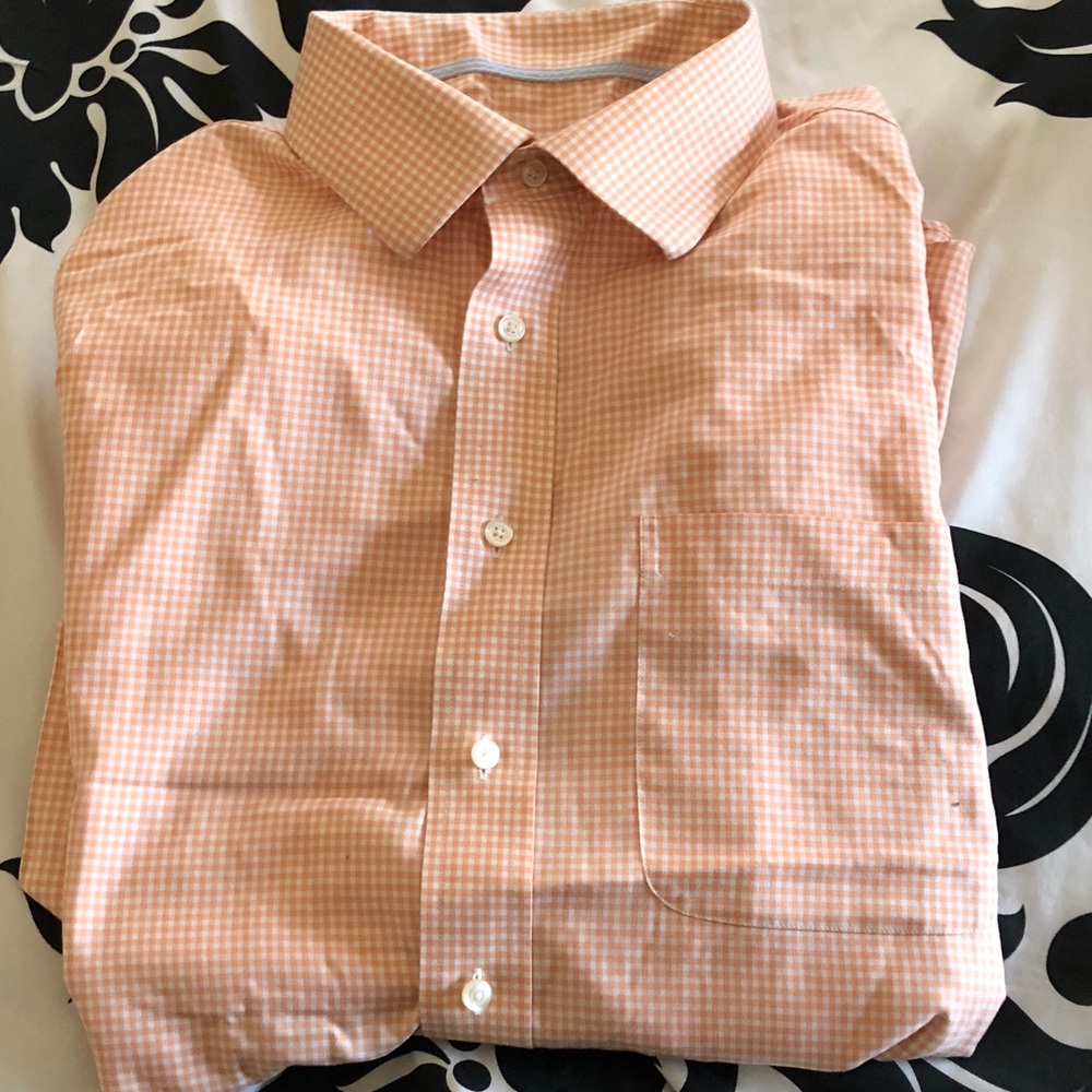 Jos. A. Banks orange plaid shirt